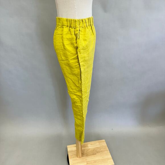 Not Perfect Linen Genova tapered linen Pants Chartreuse size small - Picture 8 of 13